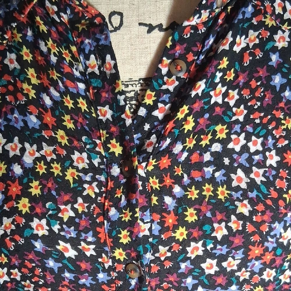 ANTHROPOLOGIE MAEVE Floral Print Flutter Sleeve Women's Top Size Large - Picture 6 of 14